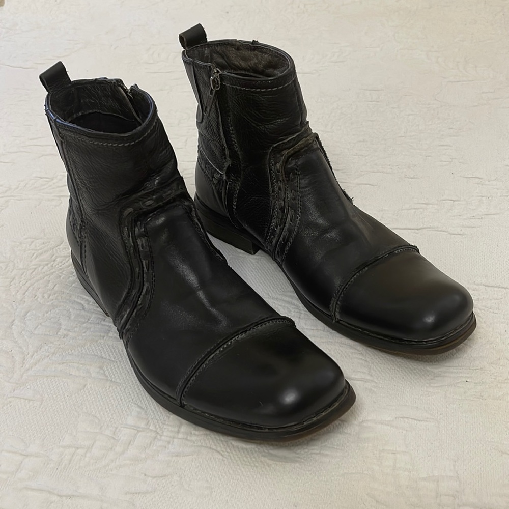 Men's Bed Stu Black Leather Interlock Zip Boots Sz 8